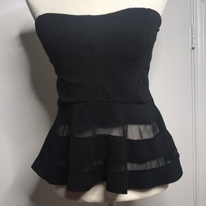 Black peplum strapless top